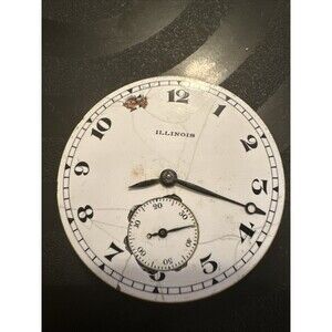 Illinois Pocket Watch Movement Lincoln 17 Jewels Double Roller See Pics